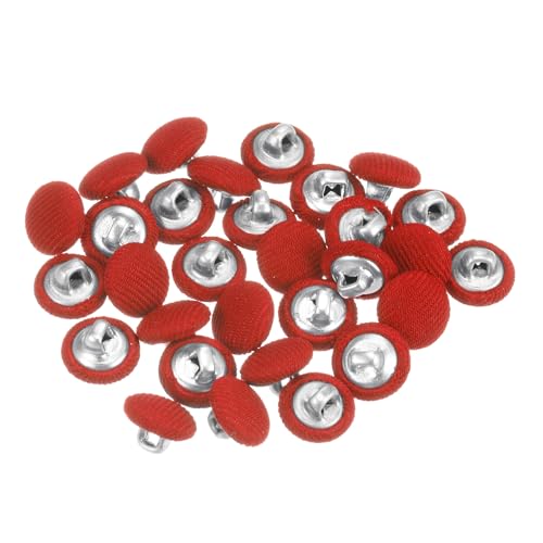 QUARKZMAN 30 Stück Knöpfe mit Stoffüberzug 11,5 mm Vintage Stoffknöpfe Bezogen Nähknöpfe Rot Runde Retro Bastelknöpfe Metallschaft für Mantel Strickjacke Anzüge Kleider Blusen von QUARKZMAN