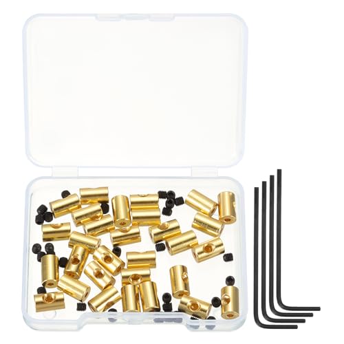 QUARKZMAN 30 Stück Metallverschlüsse, Verschlussnadeln mit 9mm(H) Verriegelungsklemmen und 4 Schraubenschlüsseln im Aufbewahrungskoffer für Abzeichen, Brosche, Goldton von QUARKZMAN