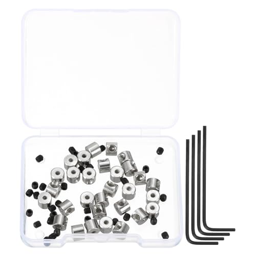 QUARKZMAN 30 Stück Metallverschlüsse, Verschlussstifte mit 5 mm(H) und 4 Schraubenschlüssel-Ersatz in Aufbewahrungsbox für Abzeichen, Brosche, Silberton von QUARKZMAN