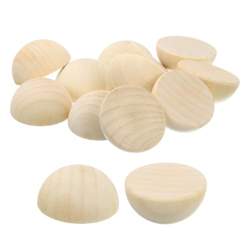 QUARKZMAN 30 Stück halbe Holzperlen, 40 mm unfertige Halbkugelkugeln runde natürliche Holzperlen für DIY-Basteln, Festivaldekorationen von QUARKZMAN