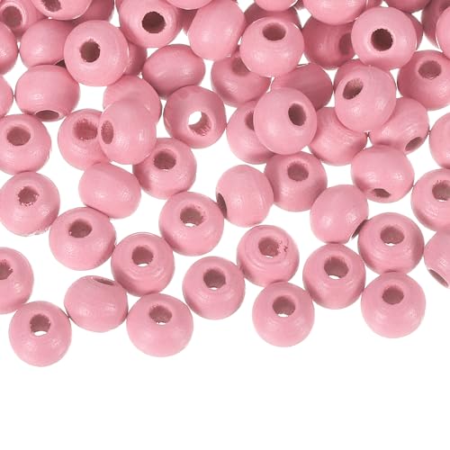 QUARKZMAN 300 Stück 8mm farbige Holzperlen, große runde bunte Holzspacer Perlen für DIY Basteln, Schmuckherstellung Armbänder (Hellrot) von QUARKZMAN