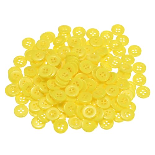QUARKZMAN 300 Stück Knöpfe Gelb Nähknöpfe 12,5mm Harz Buttons zum Annähen, Rund Flach 4-Loch Bastelknöpfe Ersatz für Blusen Hemd Hosen T-Shirt Kleider Rock Kleidung DIY Handwerk von QUARKZMAN