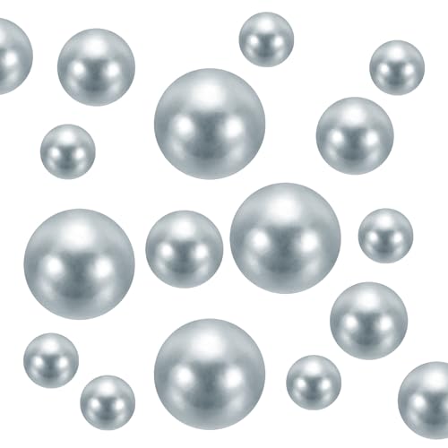 QUARKZMAN 300 Stück Kunstperlen Für Basteln, 8/14/20mm Ohne Loch ABS Runde Perlen Für Vasenfüller, Schmuckherstellung, Kosmetikboxen, DIY Teile, Tischdekoration, Heimdekoration, Silber von QUARKZMAN