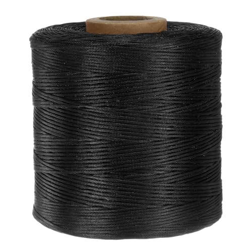 QUARKZMAN 300D 1,2 mm Flaches Gewachstes Garn 500m Polyester Leder Nähen Gewachstes Faden Hand Nähen Gewachstes Seil für Leder Nähen Buchbinden DIY Handwerk Schwarz von QUARKZMAN