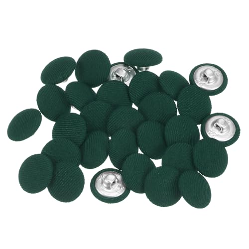 QUARKZMAN 30 Stück Knöpfe mit Stoffüberzug 15 mm Vintage Stoffknöpfe Bezogen Nähknöpfe Armeegrün Runde Retro Bastelknöpfe Metallschaft für Mantel Strickjacke Anzüge Kleider Blusen von QUARKZMAN