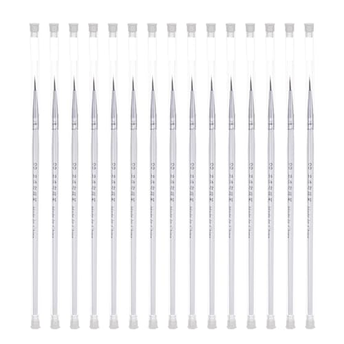 QUARKZMAN 30Stk Pinsel Detailfarben 10mm Spitz Zulaufend 165mm Länge Nylonhaar Miniaturmalpinsel mit Schutzrohren für Aquarell-Öl-Acrylmalerei(00#) Weiß von QUARKZMAN