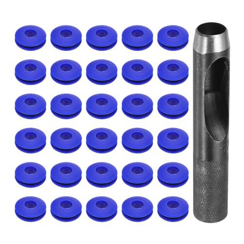 QUARKZMAN 31 Stück Ösen Werkzeug Kit, Ösen Set 12mm Rundlocheisen Ösenzange Kunststoffösen Kunststoff Ösen Scheiben Rostfrei für LKW Abdeckplane Textil Poolplane Zelte Sonnensegel, Blau von QUARKZMAN