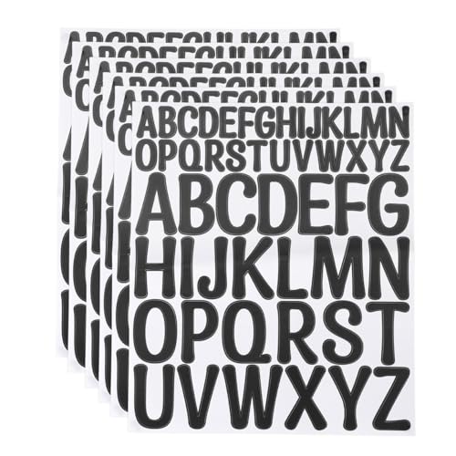 QUARKZMAN 312 Stück Vinyl Buchstaben Aufkleber, 6 Blätter 2 Zoll Schwarze künstlerische Schriftart Selbstklebende Niedliche Alphabet Aufkleber für DIY Geschenkkarten Notizbuch von QUARKZMAN