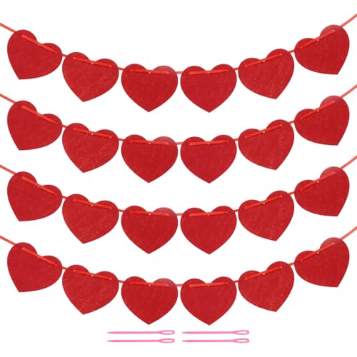 QUARKZMAN 32 Stk. Herzgirlande Banner Filz Herz Valentinstag Girlande Rot Horizontal für Valentinstag Dekor Jubiläum Geburtstagsfeier Hochzeit QUARKZMAN 32 Stk. Herzgirlande Banner Filz Herz Valentinstag Girlande Rot Horizontal für Valentinstag Dekor Jubiläum Geburtstagsfeier Hochzeit von QUARKZMAN