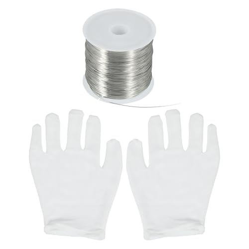 QUARKZMAN 328 Ft 26 Gauge Schmuckdraht Basteldraht für Schmuckherstellung 100M/0.4mm Blankes Kupfer Basteldraht für Halskette Armband Schmuckzubehör, Silber von QUARKZMAN