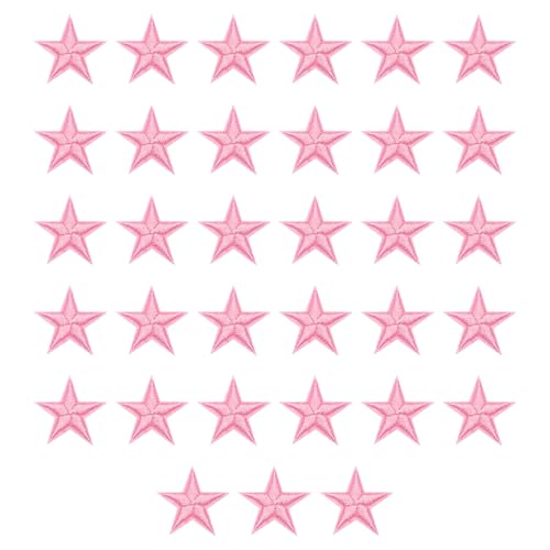 QUARKZMAN 33 Stück 5-Sterne-Patches zum Aufbügeln, Rosa Nähen Bestickte Patches Applikationen Verzierungen 1,1 Zoll Reparatur-Patch für DIY Kleidungsstück Handwerk Rucksack Kleidung Geschenk von QUARKZMAN