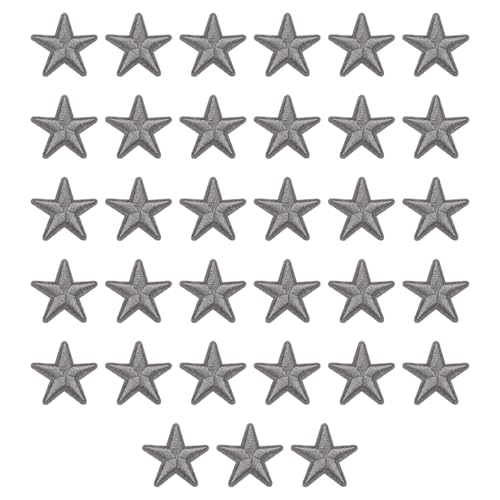 QUARKZMAN 33 Stück Sterne Patches zum Aufbügeln, 3.8cm Flicken zum Aufbügeln,Bestickte Aufnäher zum Bügelflicken für Hut Jacke Jeans Rucksäcke DIY Dekoration(Grau) von QUARKZMAN