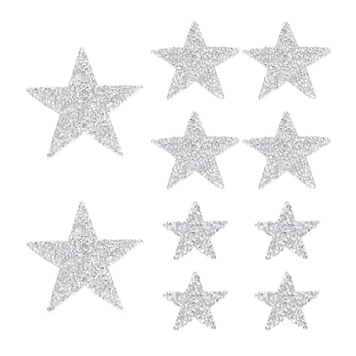 QUARKZMAN 35 Stück Sterne Patches zum Aufbügeln, 2 cm Flicken zum Aufbügeln,Bestickte Aufnäher Bügelflicken für Hut Jacke Jeans Rucksäcke DIY Dekoration(Silber) von QUARKZMAN