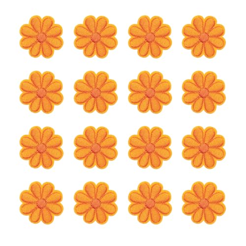 QUARKZMAN 36 Stück Blumen Bügeleisen auf Patches, Orange bestickte Nähen Applikation Hand Häkelapplikationen 1,65IN Blumenstickerei Patches für Kleidung Nähen DIY Handwerk Hüte Schuhe von QUARKZMAN