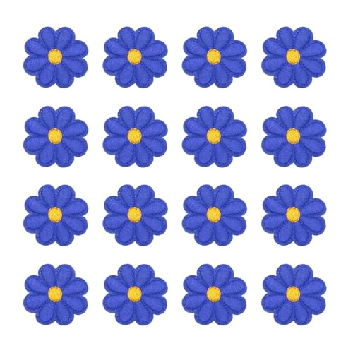QUARKZMAN 36 Stück Blumen Bügeleisen auf Patches, Tiefblaue Bestickte Nähen Applikation Hand Häkeln Applikationen 1,65IN Blumen Stickerei Patches für Kleidung Nähen DIY Handwerk Hüte Schuhe von QUARKZMAN