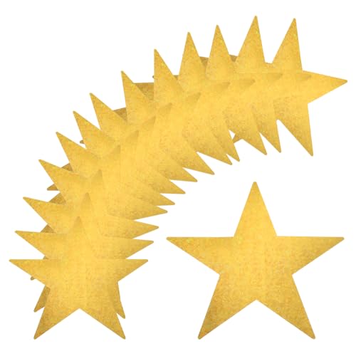 QUARKZMAN 36 Stück Laser Gold Sterne Ausschnitte Doppelseitig Bedrucktes Papier Sterne Dekoration Karton Sterne für Klassenzimmer Wand Party Filmabend Partybedarf, 11 Zoll von QUARKZMAN