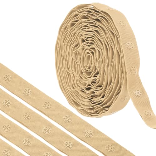 QUARKZMAN 4,5 m Druckknopfband zum Nähen, Baumwoll-Druckknopfbesatz, Schnallenband für Kleidung, Stoff, Basteln, Cremeweiß von QUARKZMAN