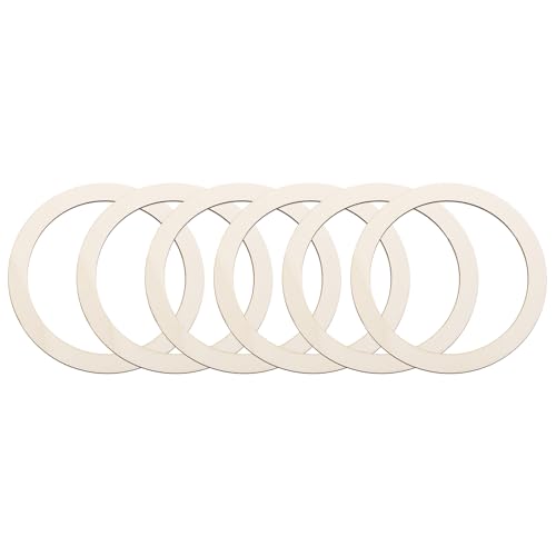 QUARKZMAN 4,9 Zoll Unvollendete Holzringe Natürlicher Holzring Kreis Flache Runde Form Ornamente Holzscheiben für Rahmen, DIY Bastelprojekte, Malen, Wohnkultur, 6 Stück von QUARKZMAN