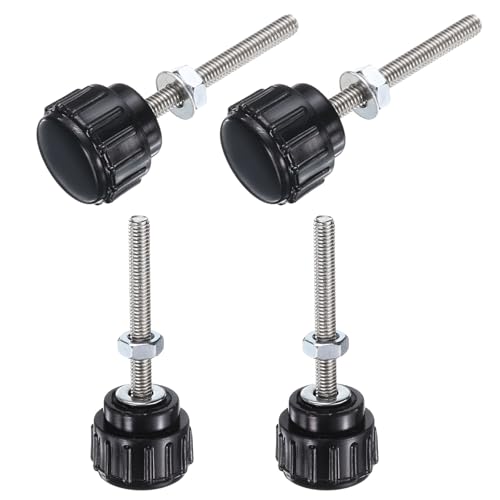 QUARKZMAN 4 Sätze gerändelte Knöpfe Daumenschrauben mit Muttern Unterlegscheiben, M3 x 25mm Gewinde 14mm Kunststoffkopf, verzinkter Kohlenstoffstahl Klemm Daumenschrauben Griffe, Schwarz von QUARKZMAN