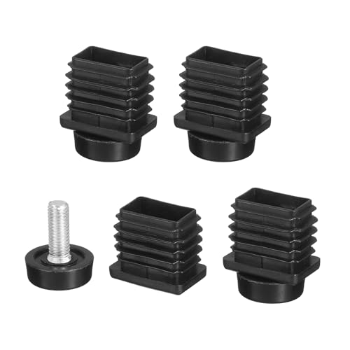 QUARKZMAN 4 Set Nivellierfüße, 20x30mm Kunststoff Verstellbare Möbelbein Nivellier Rechteckrohr Einsatz Schraub-Gleitnivellierer Passend für Loch 20mm für Tisch Stuhl Möbel, Schwarz von QUARKZMAN