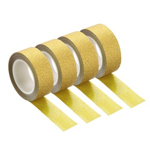 QUARKZMAN 4 Stück 0,6 Zoll x 11 Yards Glitzer Washi Tape Gold Bastelband Glitzer Klebeband Dekoratives Band Selbstklebend für Festivaldekoration Scrapbooking, Planer, DIY QUARKZMAN 4 Stück 0,6 Zoll x 11 Yards Glitzer Washi Tape Gold Bastelband Glitzer Klebeband Dekoratives Band Selbstklebend für Festivaldekoration Scrapbooking, Planer, DIY von QUARKZMAN