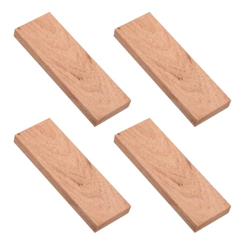 QUARKZMAN 4 Stück Hartholz 12cm x 4cm x 1cm Naturbelassene Exotische Holzblöcke Hartholz Rohlinge Bretter für Holzarbeiten DIY Bastelprojekte Holzschnitzmesser Griff, Braun von QUARKZMAN