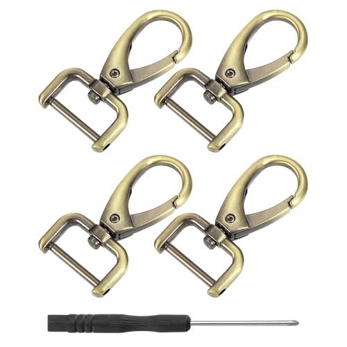QUARKZMAN 4 Stück Karabiner Schlüsselanhänger Schwenk Karabinerhaken, 19mm D Ring Abnehmbarer Schnapphaken Metall Karabinerhaken mit Schraubendreher für Geldbörse DIY Handwerk, Bronze QUARKZMAN 4 Stück Karabiner Schlüsselanhänger Schwenk Karabinerhaken, 19mm D Ring Abnehmbarer Schnapphaken Metall Karabinerhaken mit Schraubendreher für Geldbörse DIY Handwerk, Bronze von QUARKZMAN