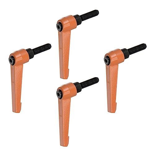QUARKZMAN 4 Stück Klemmhebel Griff M8 x 25mm Außengewinde Schrauben Spritzbeschichter Kohlenstoffstahl Verstellbare Handgriffe Spannhebel Befestigung für Werkzeugmaschinen Geräte, Orange von QUARKZMAN