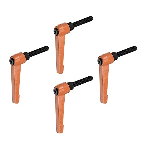 QUARKZMAN 4 Stück Klemmhebel Griff M8 x 30mm Außengewinde Schrauben Spritzbeschichter Kohlenstoffstahl Verstellbare Handgriffe Spannhebel Befestigung für Werkzeugmaschinen Geräte, Orange von QUARKZMAN