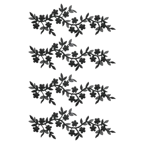 QUARKZMAN 4 Stück Lange Patch Blumenranke mit Blatt, 10" x 4" Aufbügelbare Pflaumen-Patches aus Polyester bestickt für Vorhang Kissen Kleidung Nähen und Dekoration, Schwarz QUARKZMAN 4 Stück Lange Patch Blumenranke mit Blatt, 10" x 4" Aufbügelbare Pflaumen-Patches aus Polyester bestickt für Vorhang Kissen Kleidung Nähen und Dekoration, Schwarz von QUARKZMAN