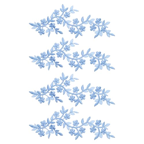 QUARKZMAN 4 Stück Lange Patch Blumenranke mit Blatt, 10" x 4" Aufbügeln Pflaumen Patches Polyester Bestickte Applikation für Vorhang Kissen Kleidung Nähen und Dekoration, Blau QUARKZMAN 4 Stück Lange Patch Blumenranke mit Blatt, 10" x 4" Aufbügeln Pflaumen Patches Polyester Bestickte Applikation für Vorhang Kissen Kleidung Nähen und Dekoration, Blau von QUARKZMAN