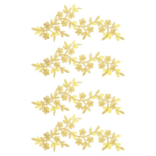 QUARKZMAN 4 Stück Lange Patch Blumenranke mit Blatt, 10" x 4" Aufbügeln Pflaumen-Patches Polyester Bestickte Applikation für Vorhang Kissen Kleidung Nähen und Dekoration, Gold QUARKZMAN 4 Stück Lange Patch Blumenranke mit Blatt, 10" x 4" Aufbügeln Pflaumen-Patches Polyester Bestickte Applikation für Vorhang Kissen Kleidung Nähen und Dekoration, Gold von QUARKZMAN