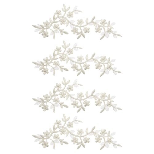 QUARKZMAN 4 Stück Lange Patch Blumenranke mit Blatt, 10" x 4" Aufbügeln Pflaumen Patches Polyester Bestickte Applikation für Vorhang Kissen Kleidung Nähen und Dekoration, Silber QUARKZMAN 4 Stück Lange Patch Blumenranke mit Blatt, 10" x 4" Aufbügeln Pflaumen Patches Polyester Bestickte Applikation für Vorhang Kissen Kleidung Nähen und Dekoration, Silber von QUARKZMAN