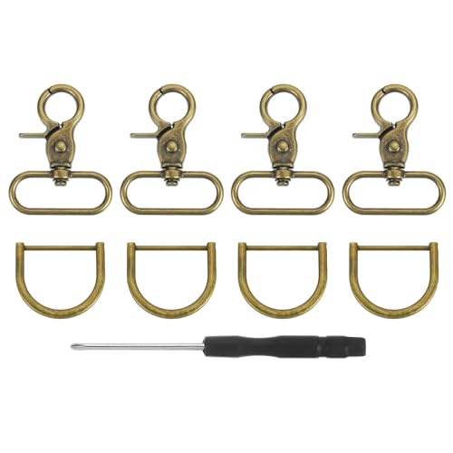 QUARKZMAN 4 Stück Metall Karabinerhaken Schlüsselanhänger, 38mm Swivel Trigger Verschlüsse Clips Schnallen Dreh Snap mit D-Ring Haken für Gurte Taschen Gürtel Lederhandwerk, Bronze QUARKZMAN 4 Stück Metall Karabinerhaken Schlüsselanhänger, 38mm Swivel Trigger Verschlüsse Clips Schnallen Dreh Snap mit D-Ring Haken für Gurte Taschen Gürtel Lederhandwerk, Bronze von QUARKZMAN