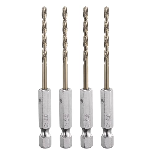 QUARKZMAN 4 Stück Metallbohrer 2.8 mm x 80 mm, M35 HSS Spiral-Bohrersatz, 1/4'' Sechskantschaft für Metall, Stahl, Kupfer, Aluminium, Zinklegierung, Holz QUARKZMAN 4 Stück Metallbohrer 2.8 mm x 80 mm, M35 HSS Spiral-Bohrersatz, 1/4'' Sechskantschaft für Metall, Stahl, Kupfer, Aluminium, Zinklegierung, Holz von QUARKZMAN
