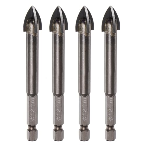 QUARKZMAN 4 Stück Titan-Mauerbohrer, 12mm Betonbohrer Keramikfliesenbohrer mit 1/4" Sechskantschaft 85mm Länge für Keramikfliesen Marmor Spiegel Glas Beton Ziegel Kunststoff Holz QUARKZMAN 4 Stück Titan-Mauerbohrer, 12mm Betonbohrer Keramikfliesenbohrer mit 1/4" Sechskantschaft 85mm Länge für Keramikfliesen Marmor Spiegel Glas Beton Ziegel Kunststoff Holz von QUARKZMAN