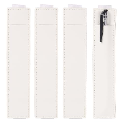 QUARKZMAN 4 Stück Verstellbare Stiftschlaufe Halter für Notizbuch, PU-Leder Stifthalter Stiftärmel Elastisches Bandband Entworfen für Klemmbretter, Notizbücher, Journale, Kalender (Weiß) von QUARKZMAN