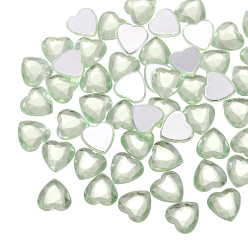 QUARKZMAN 40 Stk Acryl Herz Strasssteine 12mm Flache Rückseite Plastiksteine Schmuck Aufkleber Für Bastelperlen Gesichtsbemalung Kostümschmuck Herstellung Hellgrün von QUARKZMAN