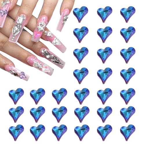 QUARKZMAN 40 Stk. 3D Herz-Nagel-Charme Kristalle Nagelsteine 8x9mm Schiefes Herz-Form Charme Kunst Strass für Valentinstag Nagel DIY Dekoration, Bunt Blau QUARKZMAN 40 Stk. 3D Herz-Nagel-Charme Kristalle Nagelsteine 8x9mm Schiefes Herz-Form Charme Kunst Strass für Valentinstag Nagel DIY Dekoration, Bunt Blau von QUARKZMAN