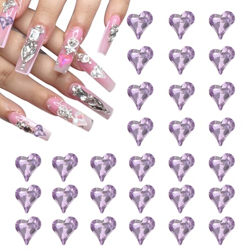 QUARKZMAN 40 Stk. 3D Herz-Nagel-Charme Kristalle Nagelsteine 8x9mm Schiefes Herz-Form Charme Kunst Strass für Valentinstag Nagel DIY Dekoration, Helllila QUARKZMAN 40 Stk. 3D Herz-Nagel-Charme Kristalle Nagelsteine 8x9mm Schiefes Herz-Form Charme Kunst Strass für Valentinstag Nagel DIY Dekoration, Helllila von QUARKZMAN