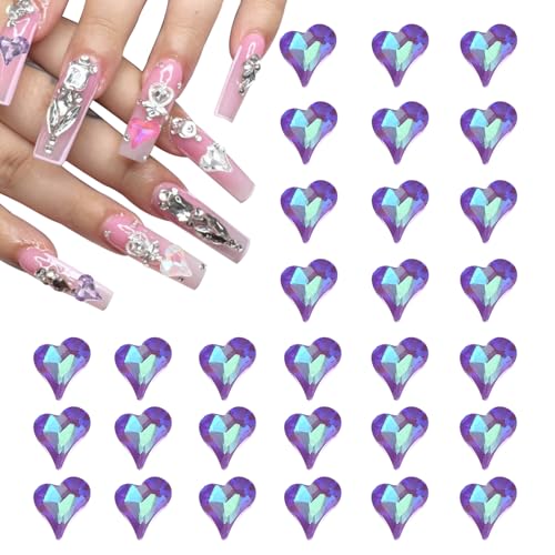 QUARKZMAN 40 Stk. 3D Herz-Nagel-Charme Kristalle Nagelsteine 8x9mm Schiefes Herz-Form Charme Kunst Strass für Valentinstag Nagel DIY Dekoration, Reiches Lila QUARKZMAN 40 Stk. 3D Herz-Nagel-Charme Kristalle Nagelsteine 8x9mm Schiefes Herz-Form Charme Kunst Strass für Valentinstag Nagel DIY Dekoration, Reiches Lila von QUARKZMAN