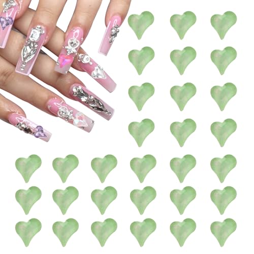 QUARKZMAN 40 Stk. 3D Herz-Nagel-Charme Kristalle Nagelsteine 8x9mm Schiefes Herz-Form Charme Kunst Strass für Valentinstag Nagel DIY Dekoration, Rich Green QUARKZMAN 40 Stk. 3D Herz-Nagel-Charme Kristalle Nagelsteine 8x9mm Schiefes Herz-Form Charme Kunst Strass für Valentinstag Nagel DIY Dekoration, Rich Green von QUARKZMAN