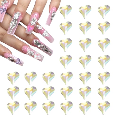 QUARKZMAN 40 Stk. 3D Herz-Nagel-Charme Kristalle Nagelsteine 8x9mm Schiefes Herz-Form Charme Kunst Strass für Valentinstag Nagel DIY Dekoration, Transparentes Gold QUARKZMAN 40 Stk. 3D Herz-Nagel-Charme Kristalle Nagelsteine 8x9mm Schiefes Herz-Form Charme Kunst Strass für Valentinstag Nagel DIY Dekoration, Transparentes Gold von QUARKZMAN