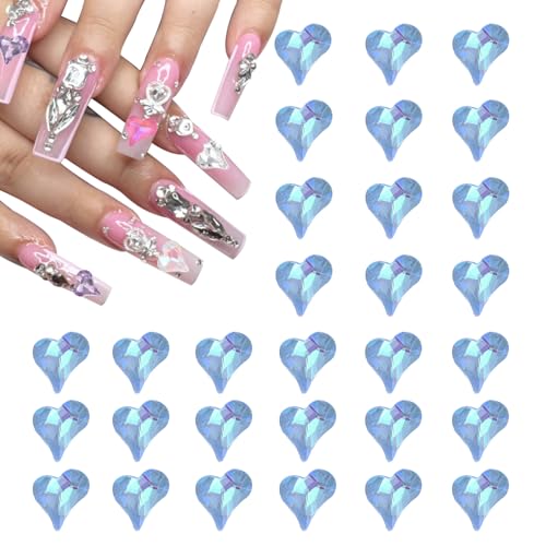 QUARKZMAN 40 Stück 3D Herz Nagel Charme Kristalle Nagel Edelsteine 8x9mm Schiefes Herz-Form Kunst Strass Charme für Valentinstag DIY Dekoration, Rich Blue QUARKZMAN 40 Stück 3D Herz Nagel Charme Kristalle Nagel Edelsteine 8x9mm Schiefes Herz-Form Kunst Strass Charme für Valentinstag DIY Dekoration, Rich Blue von QUARKZMAN