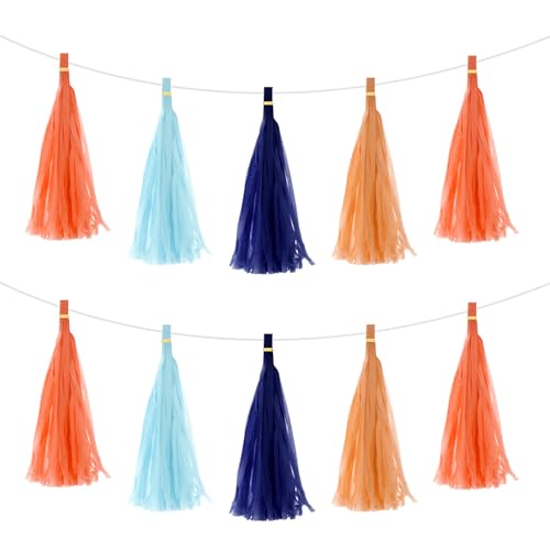 QUARKZMAN 40 Stück Blau, Hellblau, Leuchtend Orange, Dunkelorange Quasten-Girlanden-Banner mit Seil aus Seidenpapier Quasten Party DIY Kits für Jubiläum Hochzeit Geburtstagsfeier QUARKZMAN 40 Stück Blau, Hellblau, Leuchtend Orange, Dunkelorange Quasten-Girlanden-Banner mit Seil aus Seidenpapier Quasten Party DIY Kits für Jubiläum Hochzeit Geburtstagsfeier von QUARKZMAN