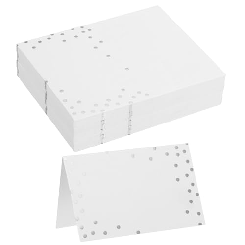 QUARKZMAN 40 Stück Platzkarten, Linienrand bedruckbare Namenskarten für Tischdekoration bei Hochzeiten, Abendessen, Veranstaltungen mit reservierten Sitzplätzen, Weiß mit silbernen Punkten QUARKZMAN 40 Stück Platzkarten, Linienrand bedruckbare Namenskarten für Tischdekoration bei Hochzeiten, Abendessen, Veranstaltungen mit reservierten Sitzplätzen, Weiß mit silbernen Punkten von QUARKZMAN