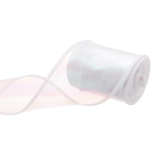 QUARKZMAN Schleifenband schimmernd durchscheinend 40 mm x 5 m schillerndes Organzaband glitzernde Chiffon-Bänder Chamäleon Regenbogenfarbe für Dekoration Geschenkverpackungen, Weiß QUARKZMAN Schleifenband schimmernd durchscheinend 40 mm x 5 m schillerndes Organzaband glitzernde Chiffon-Bänder Chamäleon Regenbogenfarbe für Dekoration Geschenkverpackungen, Weiß von QUARKZMAN