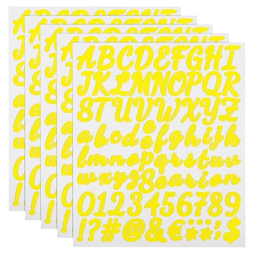 QUARKZMAN 420 Stück 5 Blätter Buchstaben aufkleber, Selbstklebende Nummern Klebebuchstaben Vinyl Wasserdichte für Schriftzug aufkleber Wunschtext Adressnummer DIY Scrapbooking,Gelb QUARKZMAN 420 Stück 5 Blätter Buchstaben aufkleber, Selbstklebende Nummern Klebebuchstaben Vinyl Wasserdichte für Schriftzug aufkleber Wunschtext Adressnummer DIY Scrapbooking,Gelb von QUARKZMAN