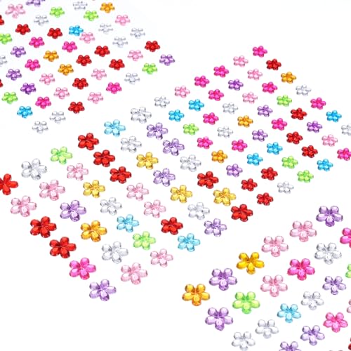 QUARKZMAN 440 Stück Edelstein-Aufkleber für Basteln, 5 Blatt Selbstklebende Edelstein-Bling-Blumen-Strass-Aufkleber, Kristall-Bastel-Schmuck-Aufkleber für Party-Tischdekorationen, Mehrfarbig QUARKZMAN 440 Stück Edelstein-Aufkleber für Basteln, 5 Blatt Selbstklebende Edelstein-Bling-Blumen-Strass-Aufkleber, Kristall-Bastel-Schmuck-Aufkleber für Party-Tischdekorationen, Mehrfarbig von QUARKZMAN