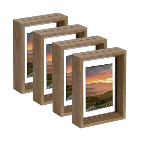 QUARKZMAN 4Pcs Schwebe Rahmen 6 x 4 Zoll Natürliche Holz Bilderrahmen Für Gepresste Blumen Stehend Wandhängend Bildersammlung Walnuss QUARKZMAN 4Pcs Schwebe Rahmen 6 x 4 Zoll Natürliche Holz Bilderrahmen Für Gepresste Blumen Stehend Wandhängend Bildersammlung Walnuss von QUARKZMAN